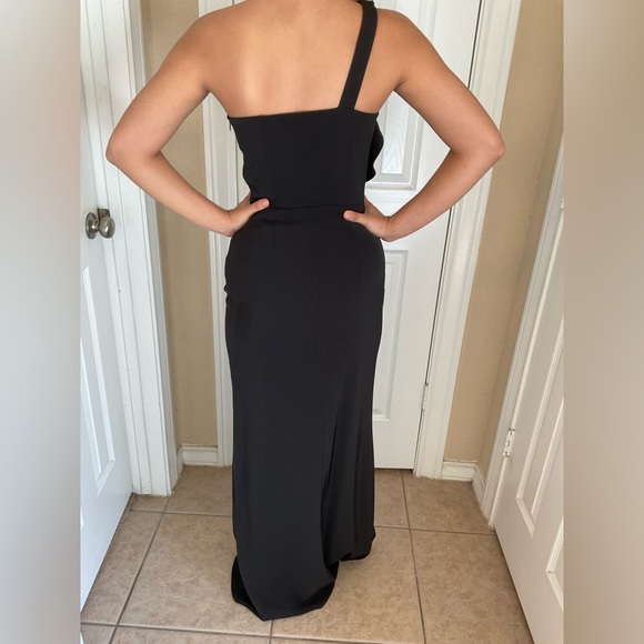 Black Shelli Segal Laundry Off the Shoulder Slit Gown, sz 4 - Picture 2 of 3